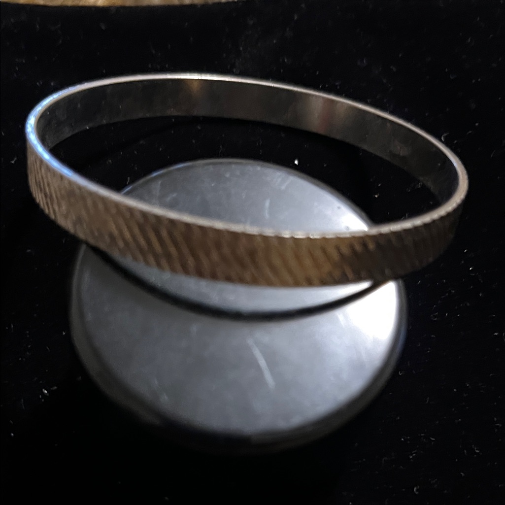 Textured Silver Bangle Bracelet